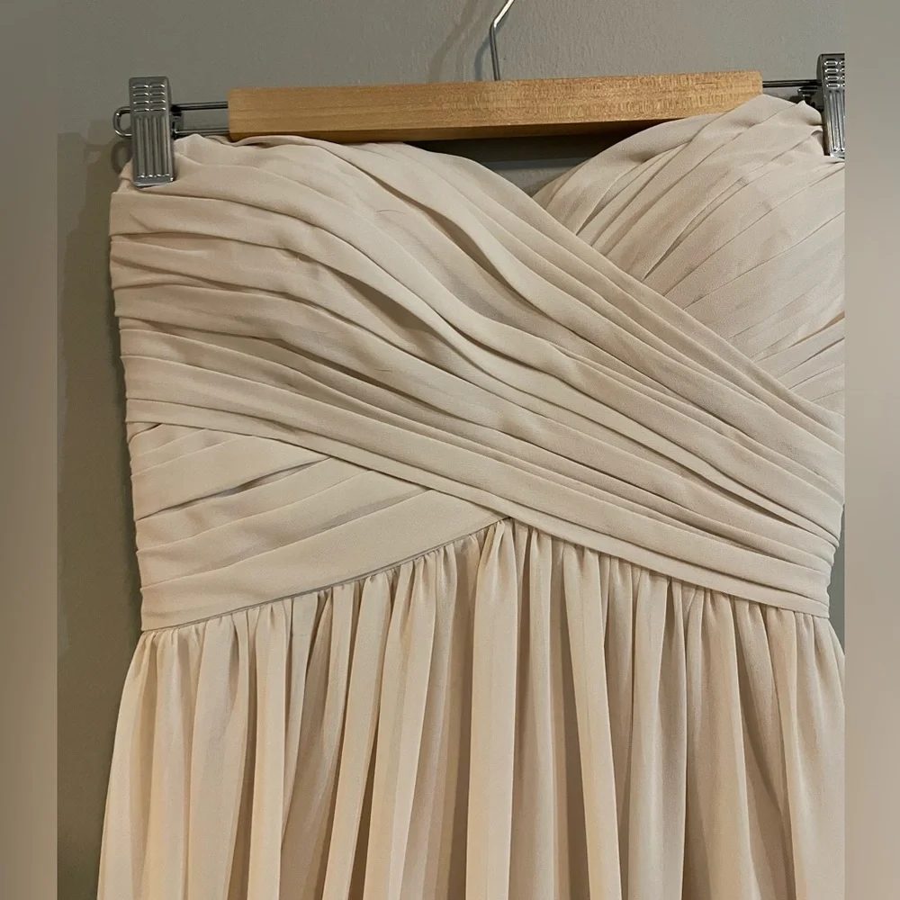 Bill Levkoff Cream Strapless Formal Dress - Picture 2 of 7